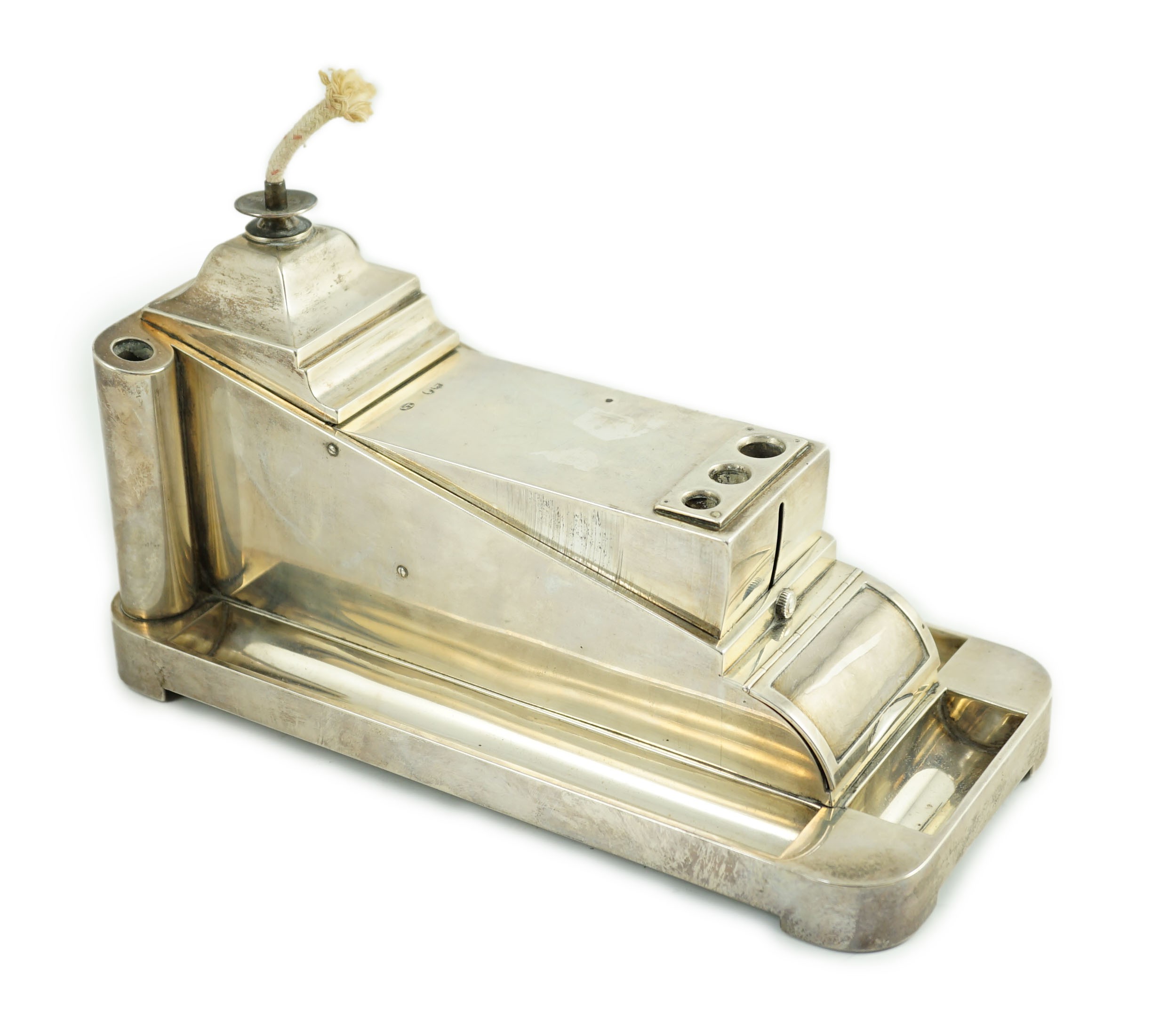 A Victorian silver smoker's compendium by Walter Thornhill